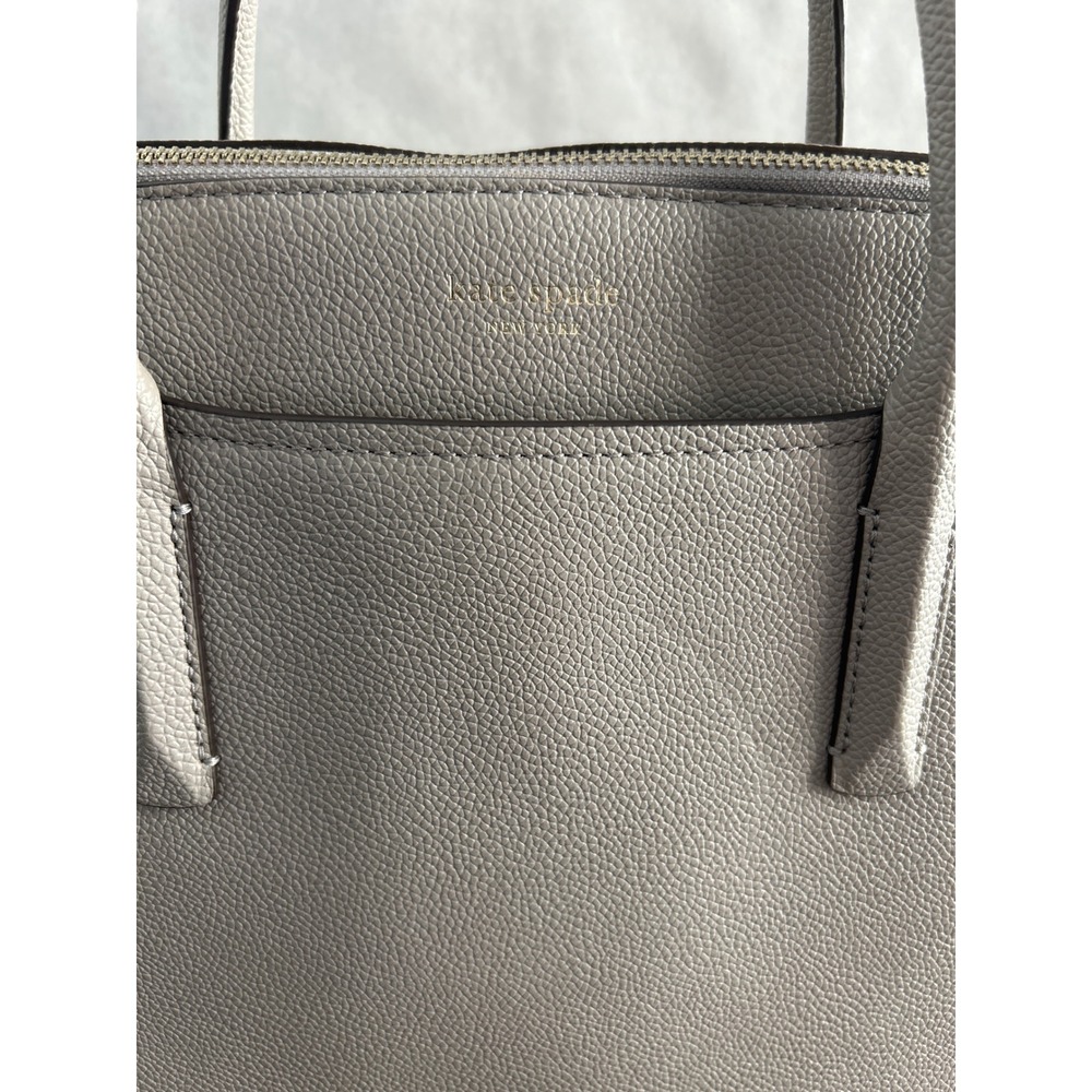 Kate Spade Grey Pebbled Leather Laptop Bag Briefcase Crossbody Messenger Bag - Picture 2 of 12
